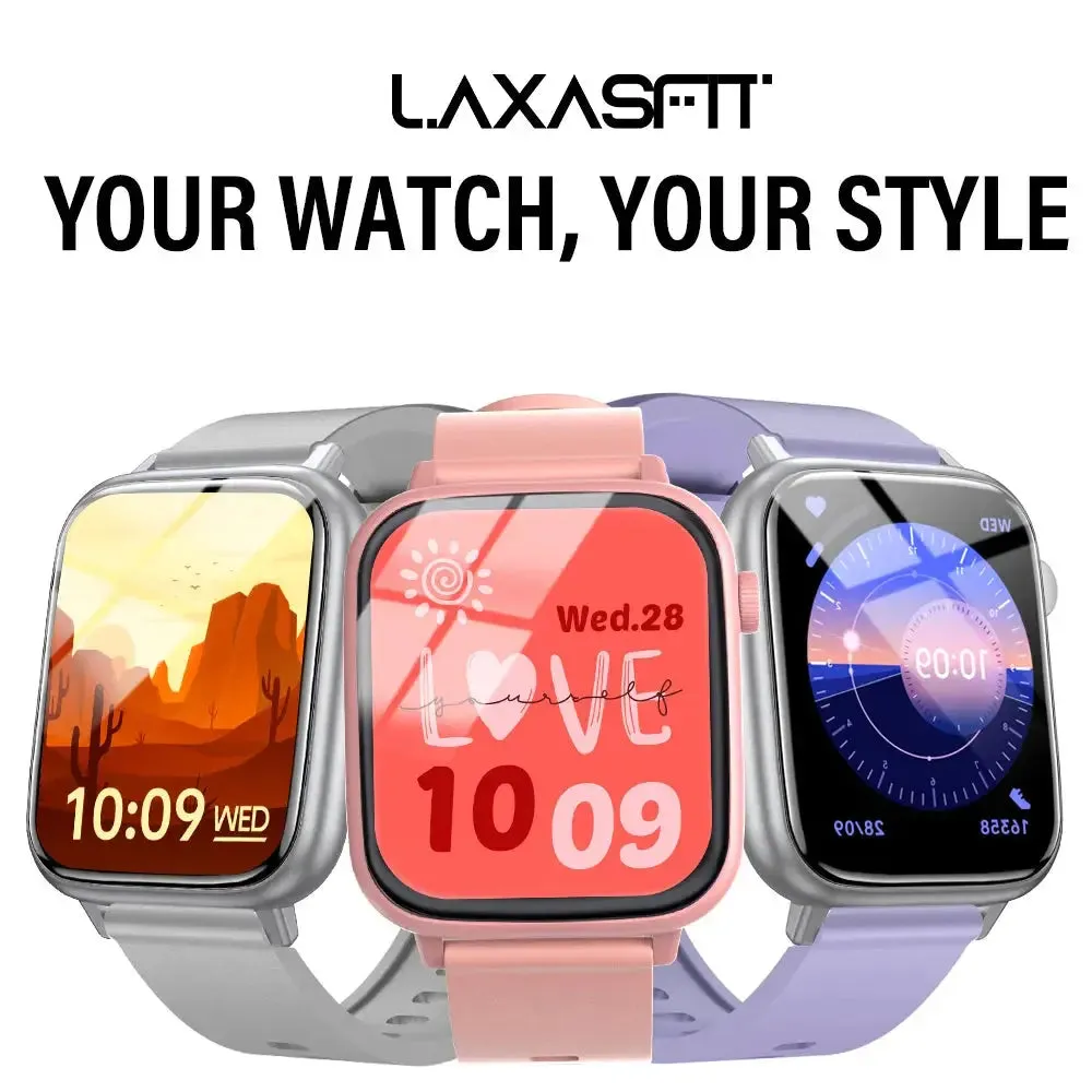 LAXASFIT 1.83'' Bluetooth Talk Smart Watch IP68 Waterproof Sleep Monitor Sport Pedometer Message Reminder Smartwatch Android iOS