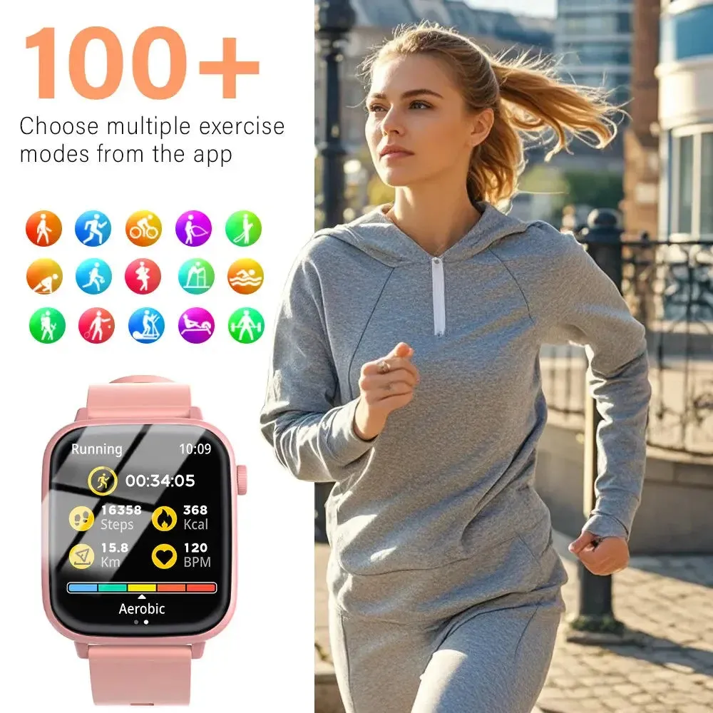 LAXASFIT 1.83'' Bluetooth Talk Smart Watch IP68 Waterproof Sleep Monitor Sport Pedometer Message Reminder Smartwatch Android iOS