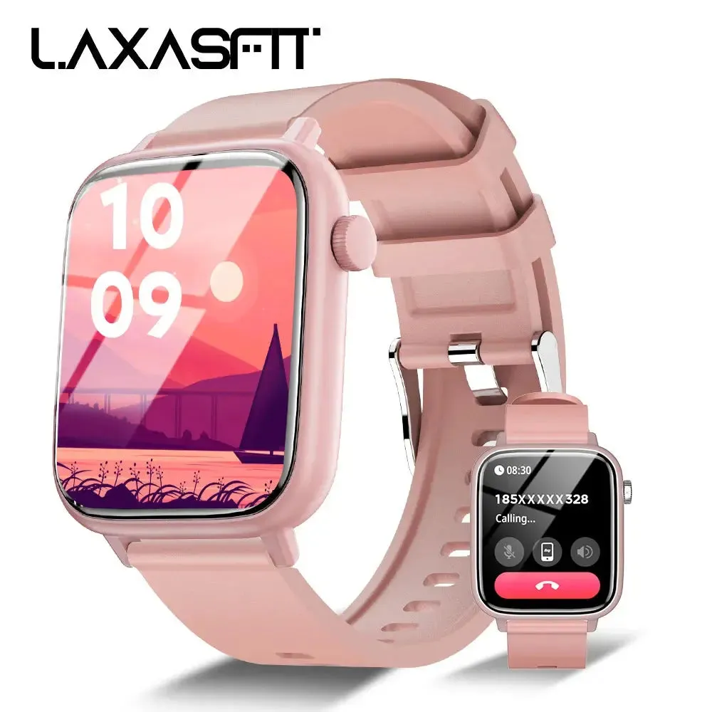 LAXASFIT 1.83'' Bluetooth Talk Smart Watch IP68 Waterproof Sleep Monitor Sport Pedometer Message Reminder Smartwatch Android iOS