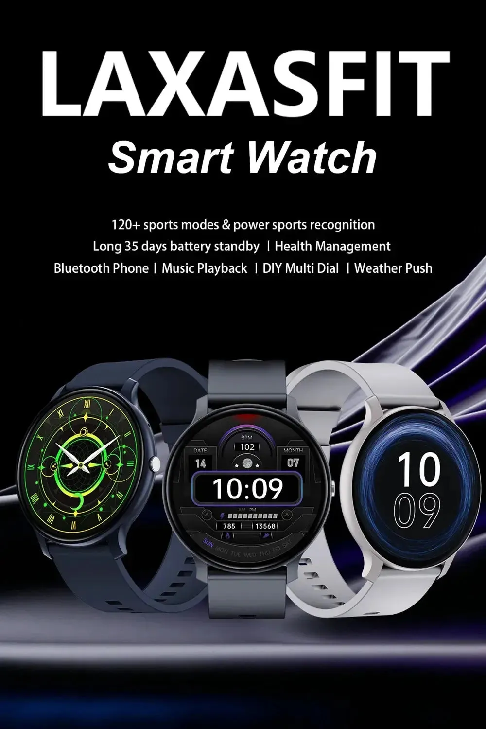 LAXASFIT New Smart Watch Activity Tracking Heart Rate Monitor Bluetooth Voice Call IP68 Waterproof Smart Watch Men Women Clock