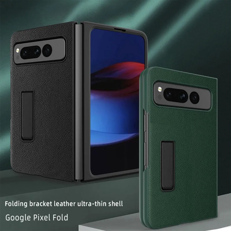 Leather Shockproof Phone Case With Invisible Kickstand For Google Pixel Fold