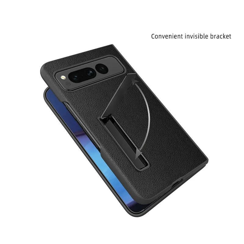 Leather Shockproof Phone Case With Invisible Kickstand For Google Pixel Fold