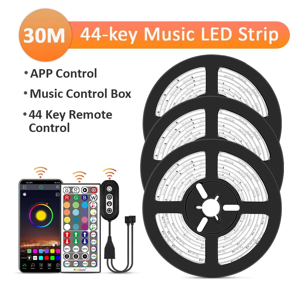 LED Strip Light ,RGB 5050/SMD2835, Flexible Ribbon, DIY Led Light Strip RGB  Tape Diode DC 12V Phone app bluetooth