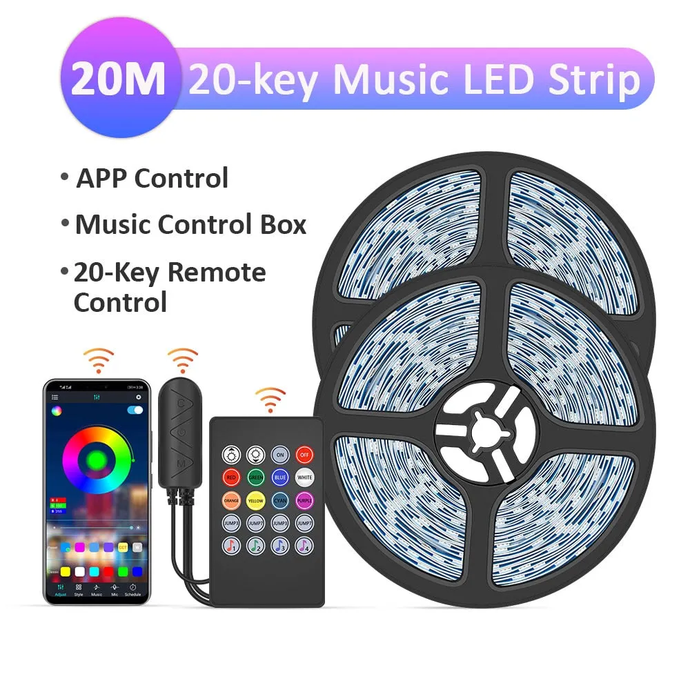 LED Strip Light ,RGB 5050/SMD2835, Flexible Ribbon, DIY Led Light Strip RGB  Tape Diode DC 12V Phone app bluetooth