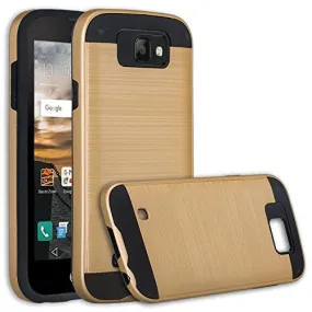 LG K3 Case, Slim Hybrid Dual Layer[Shock Resistant] Case for LG K3 - Brush Gold