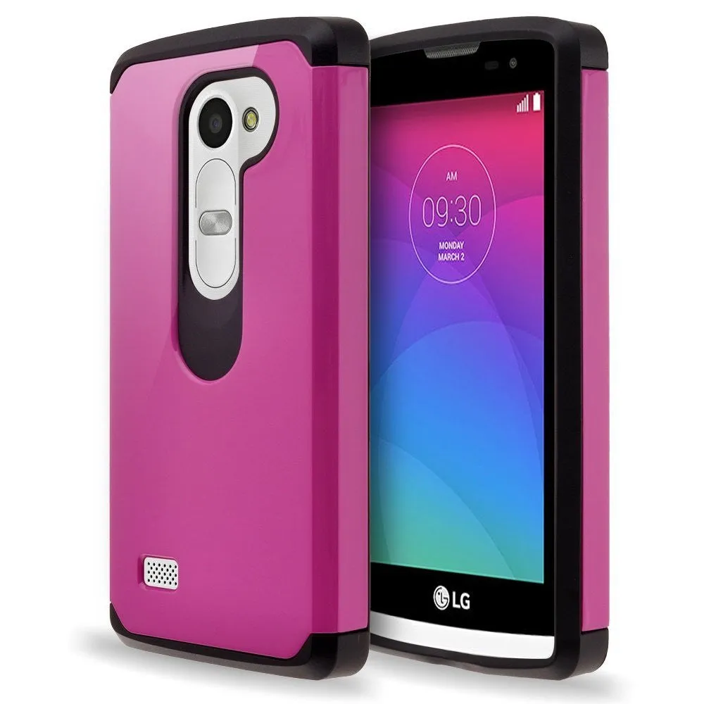 LG Leon LTE Case | Lg Tribute 2 Case | LG Power | LG Sunset | LG Destiny | LG Risio Case, Slim Hybrid [Shock/Impact] Absorption Dual Layer Case - Hot Pink