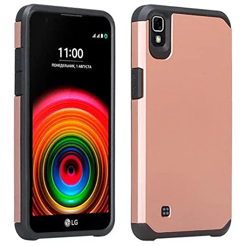 LG X Power Case, Slim Hybrid Dual Layer [Shock Resistant] Case Cover for LG X Power - Rose Gold