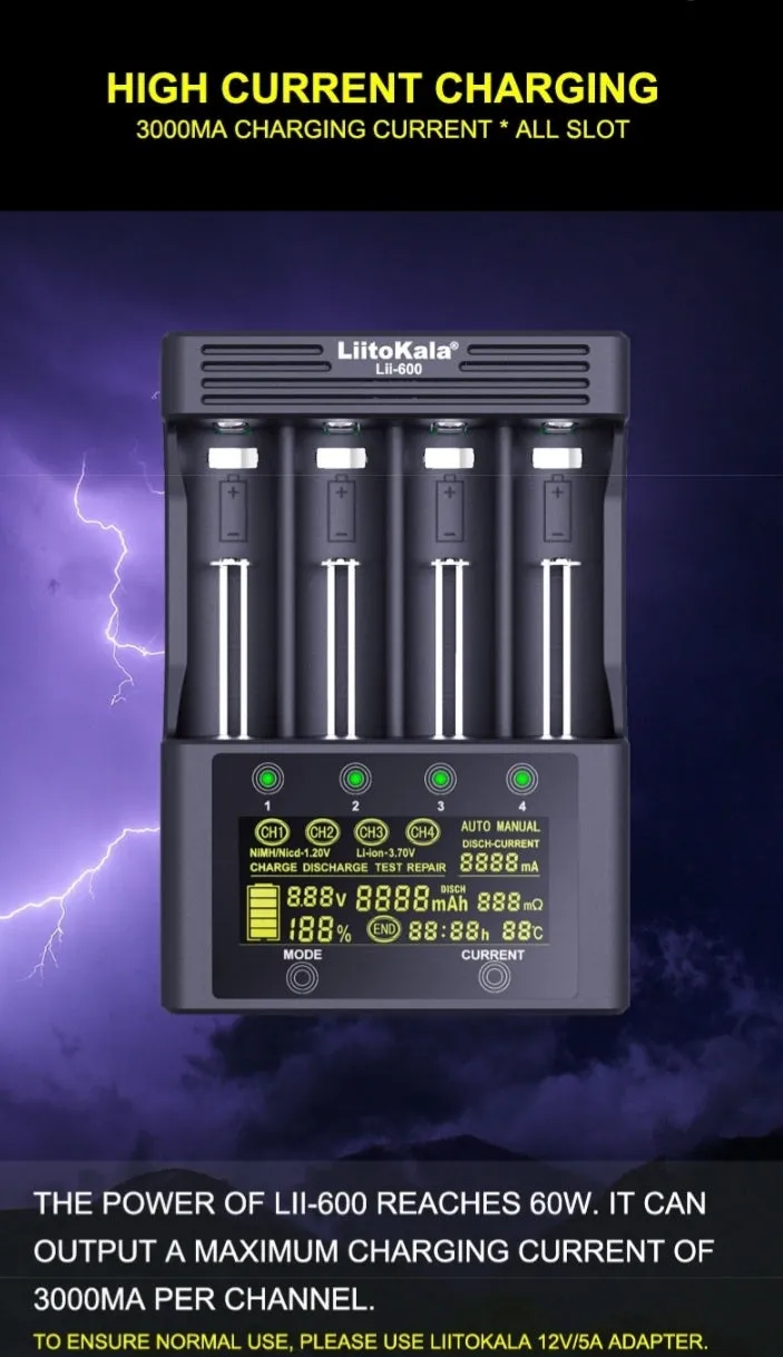 Liitokala Lii-600 Lithium-Ion Smart Battery Charger