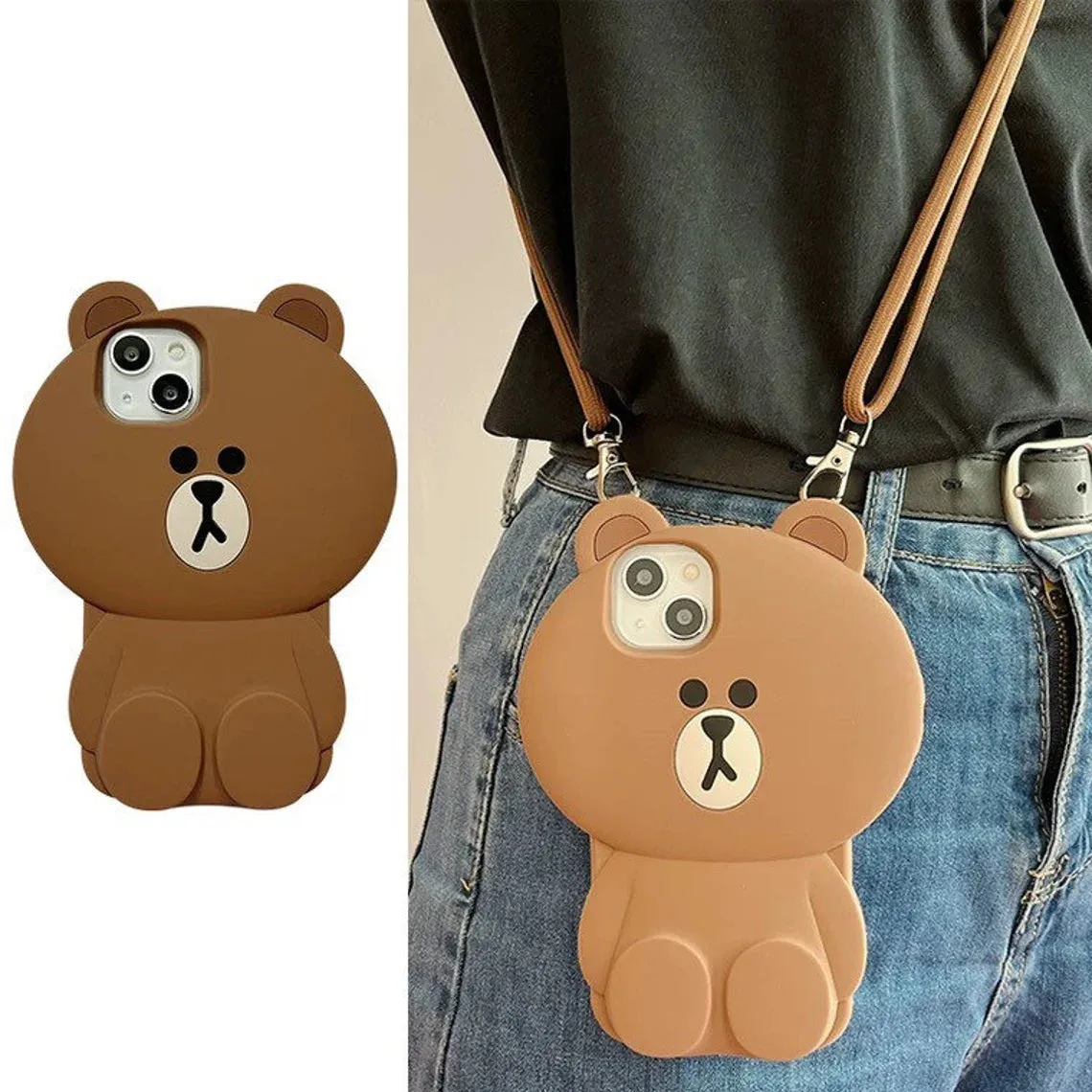 Line friends Big Brown Bear iPhone Case iPhone XS XR X 11 12 13 14 Pro Promax