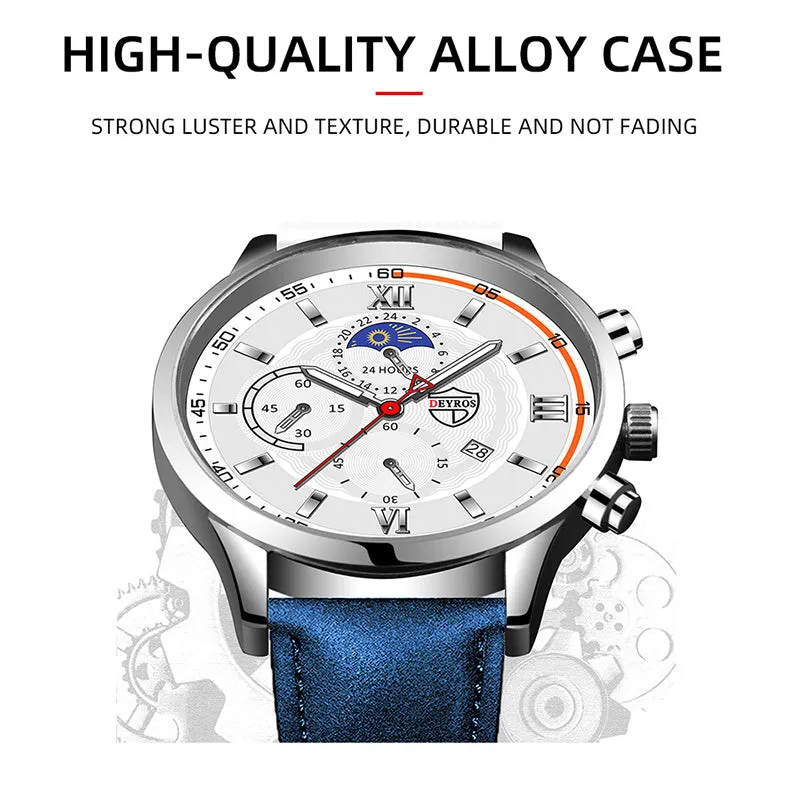 Luxury fashion men's sports watches men business stainless steel quartz watches man casual leather watchrelogio masculino