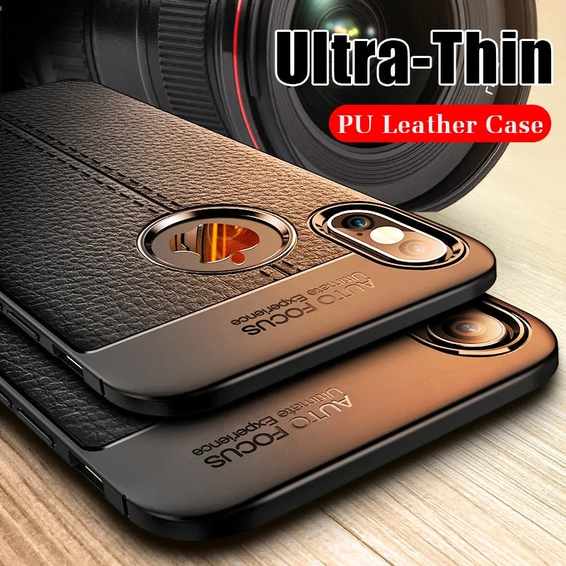 Luxury Leather PU Silicone Soft Case On The For iphone 7 8 6 6s PLus X Full Cover For iphone X Xr Xs Max Shockproof Bumper Case