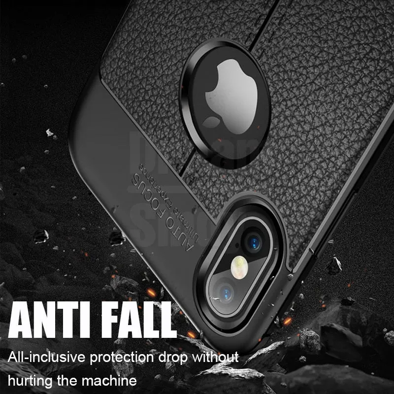 Luxury Leather PU Silicone Soft Case On The For iphone 7 8 6 6s PLus X Full Cover For iphone X Xr Xs Max Shockproof Bumper Case