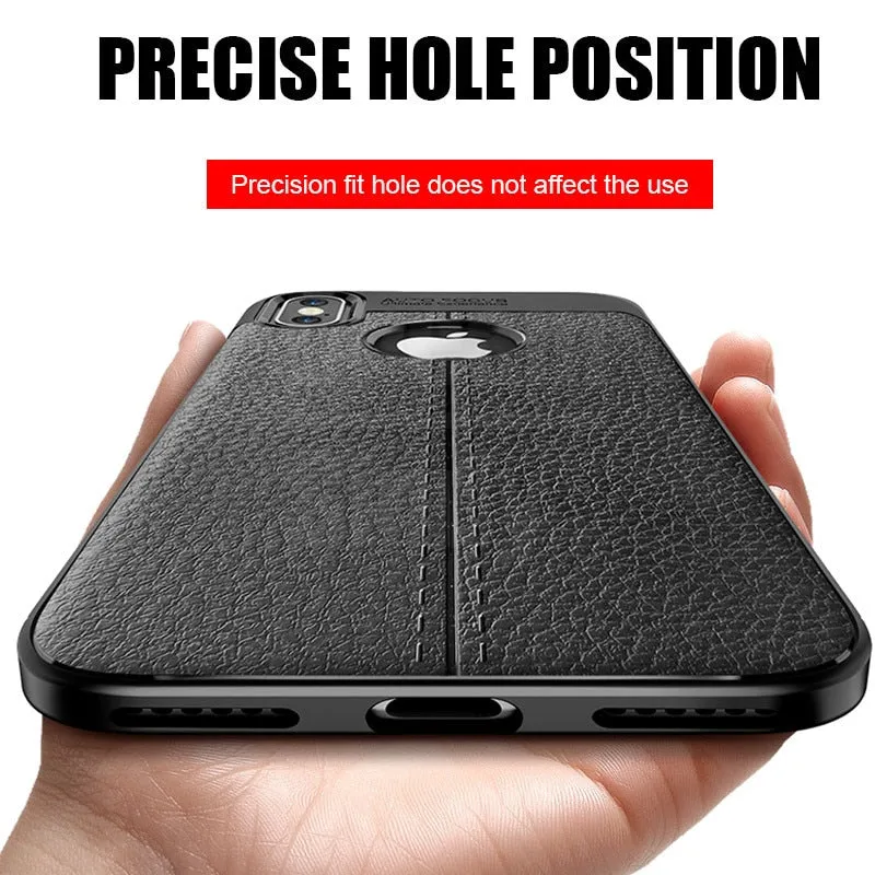 Luxury Leather PU Silicone Soft Case On The For iphone 7 8 6 6s PLus X Full Cover For iphone X Xr Xs Max Shockproof Bumper Case