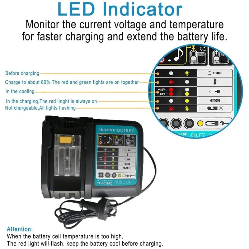 Makita Battery 18V Battery with Charger Replacement