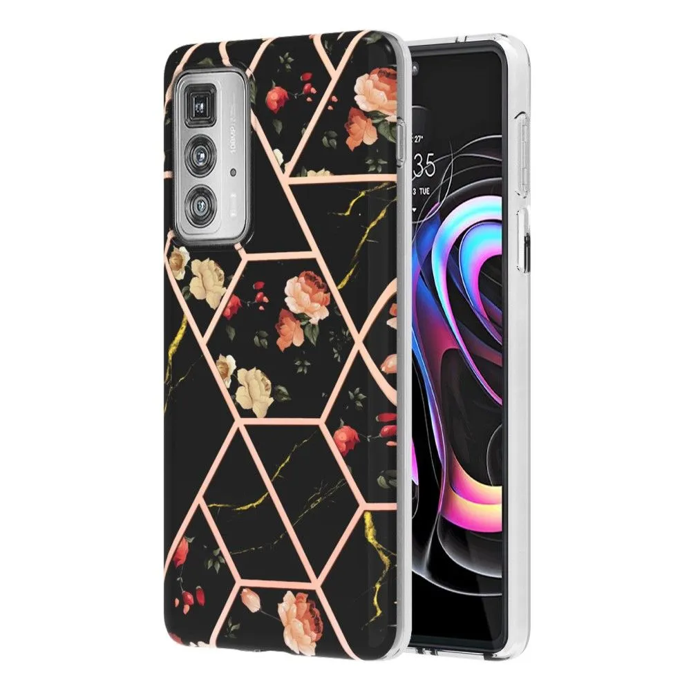 Marble Motorola Edge 20 Pro case - Black Flowers