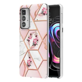 Marble Motorola Edge 20 Pro case - Pink Flowers