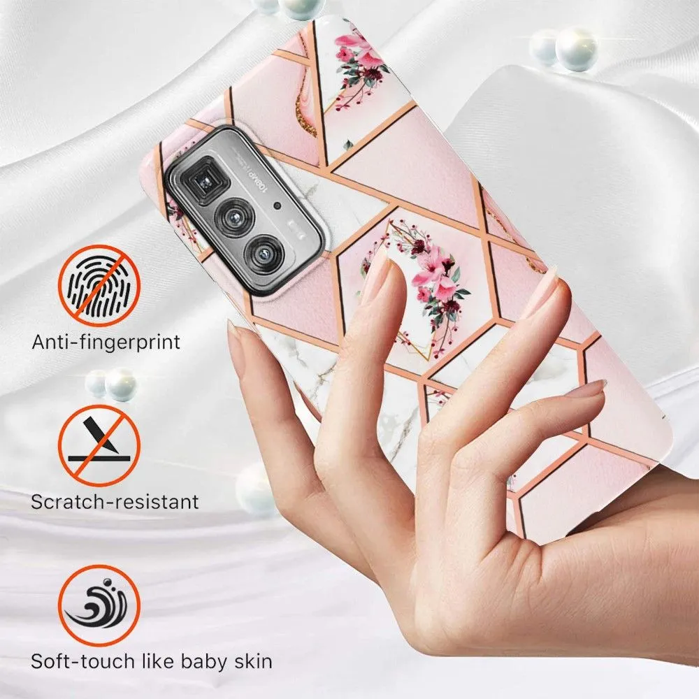 Marble Motorola Edge 20 Pro case - Pink Flowers