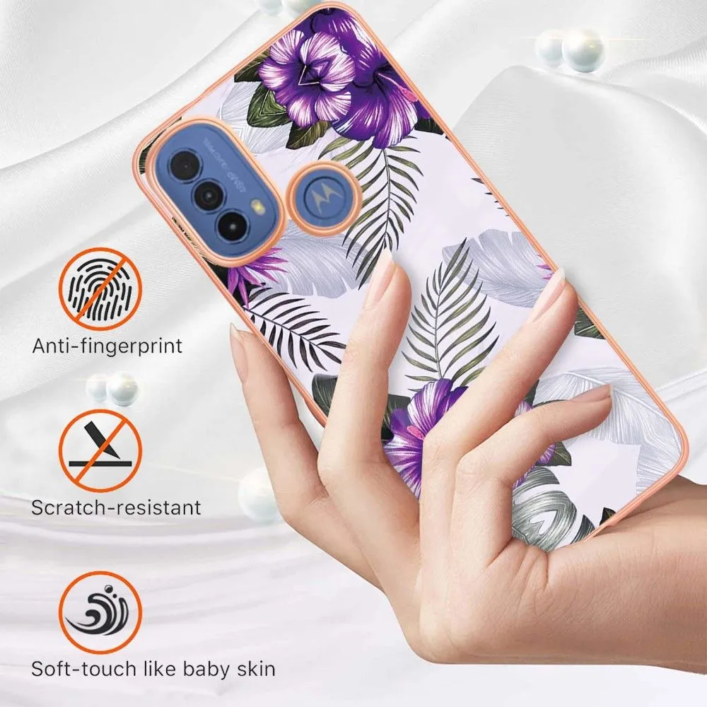 Marble Motorola Moto E30 / E20 / E40 case - Purple Flowers