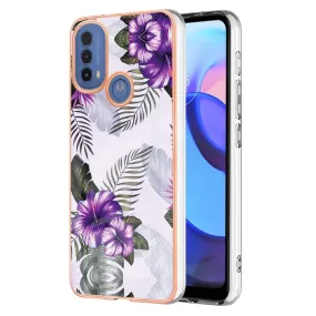 Marble Motorola Moto E30 / E20 / E40 case - Purple Flowers