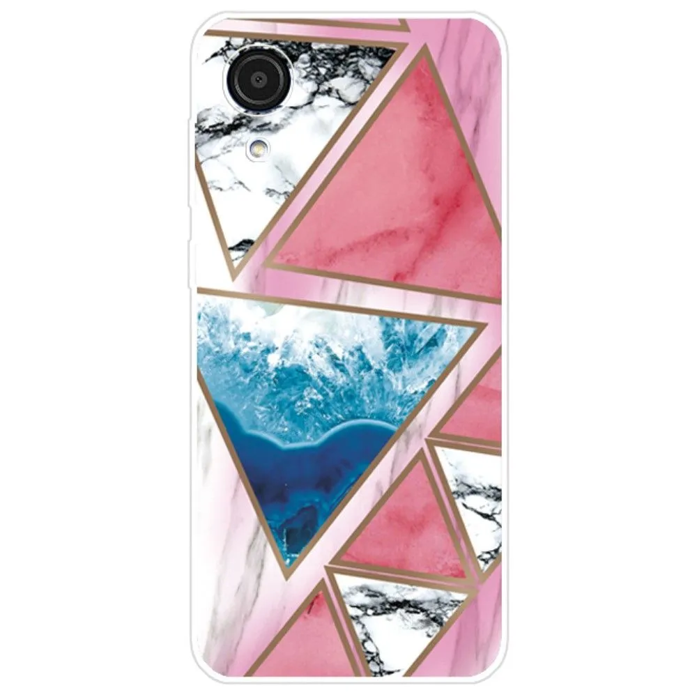 Marble Samsung Galaxy A03 Core case - White / Blue / Rose Triangle