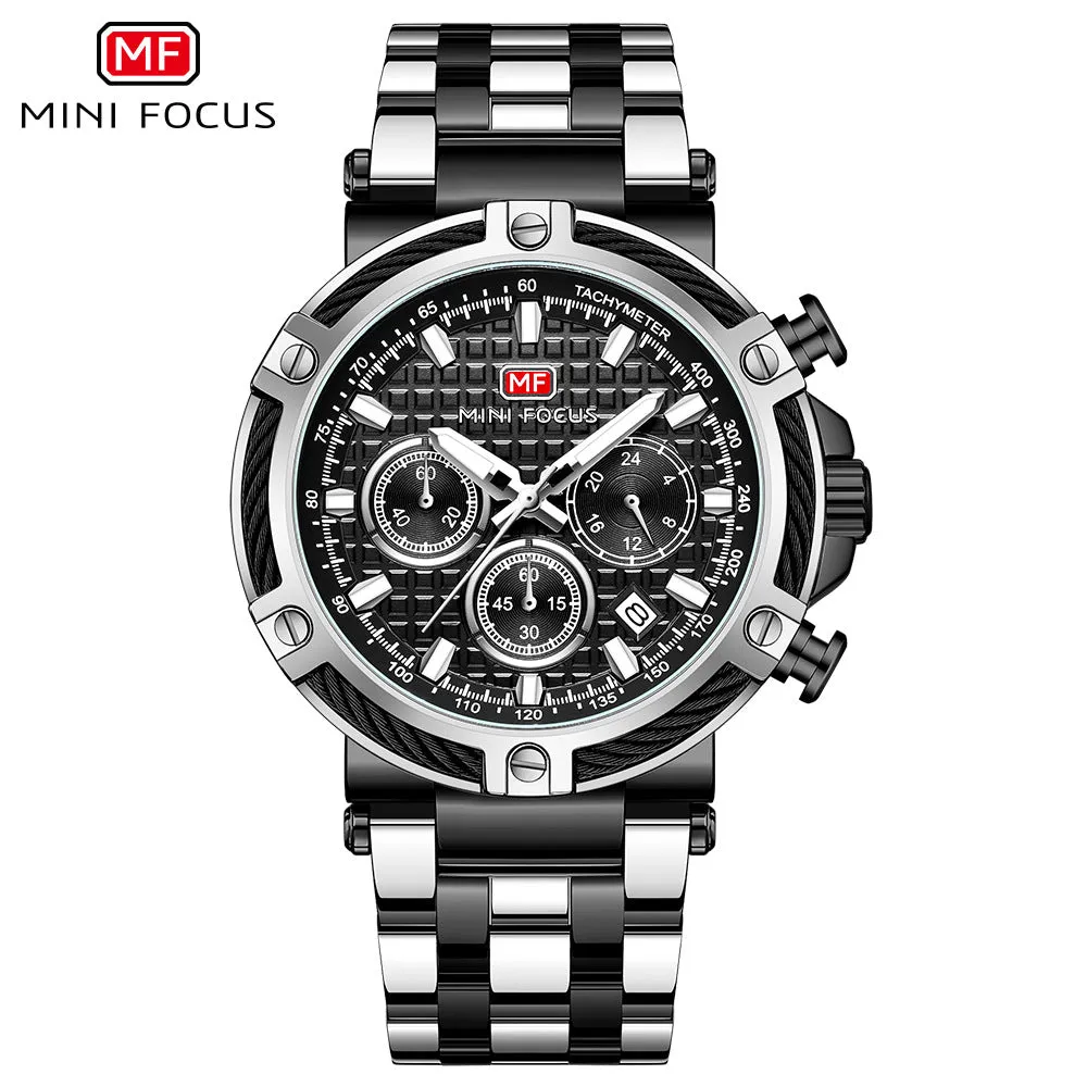 Men's Analog Stainless Steel Quartz Watch Mini Focus Chronograph Luminous Watch | MF047