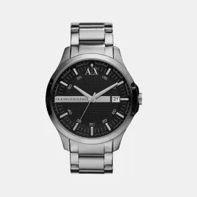 Men's Black Dial Analog Stainless Steel Watch AX2103