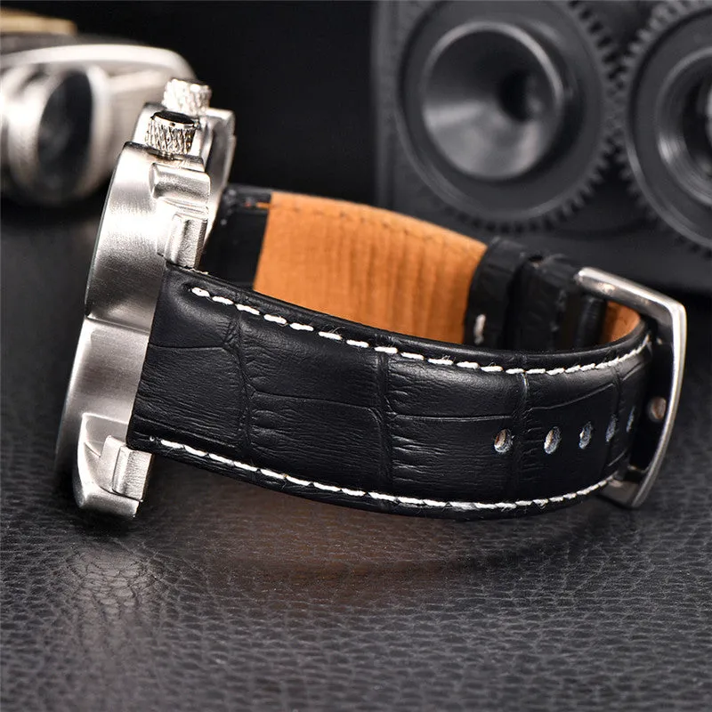 Mens Watches Oulm Top Brand Luxury Military Quartz Watch Unique 3 Small Dials Leather Strap Male Wristwatch Relojes Hombre