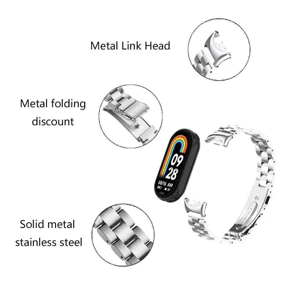 Metal Watch Strap For Xiaomi Mi Band 8 / Xiaomi Smart Band 8 - Silver