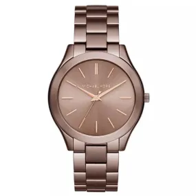 Michael Kors Slim Runway Brown Stainless Steel Brown Dial Quartz Watch for Ladies - MK-3418