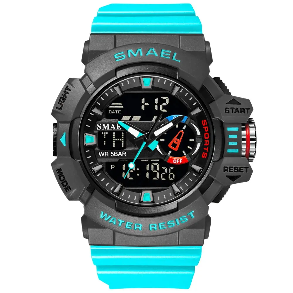 Military Watch For Men 50M Waterproof Clocks Luminous Hands Digital Wristwatches Black Gold Rubber Bracelet 8043 Sport Watches