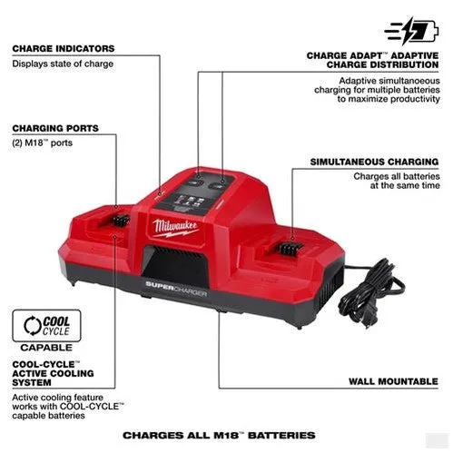 Milwaukee M18 Dual Bay Simultaneous Super Charger 48-59-1815