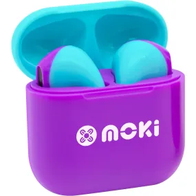 MokiPods Mini TWS Volume Limited In-Ear Headphones for Kids (Purple/Aqua)