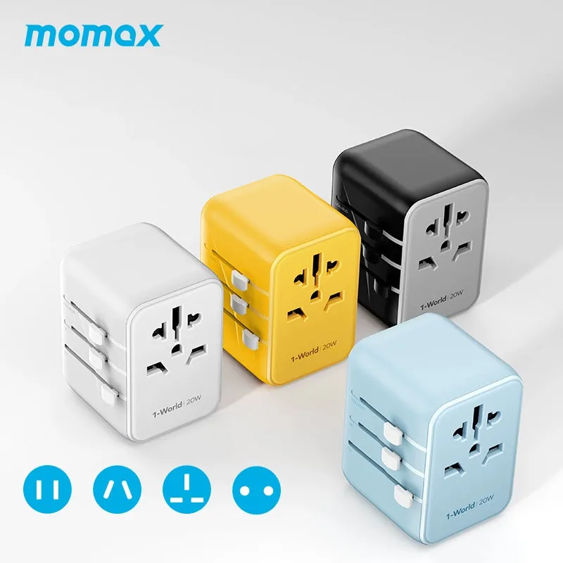 MOMAX 1-World 20W 3-Port   AC Charger Universal Travel Adapter