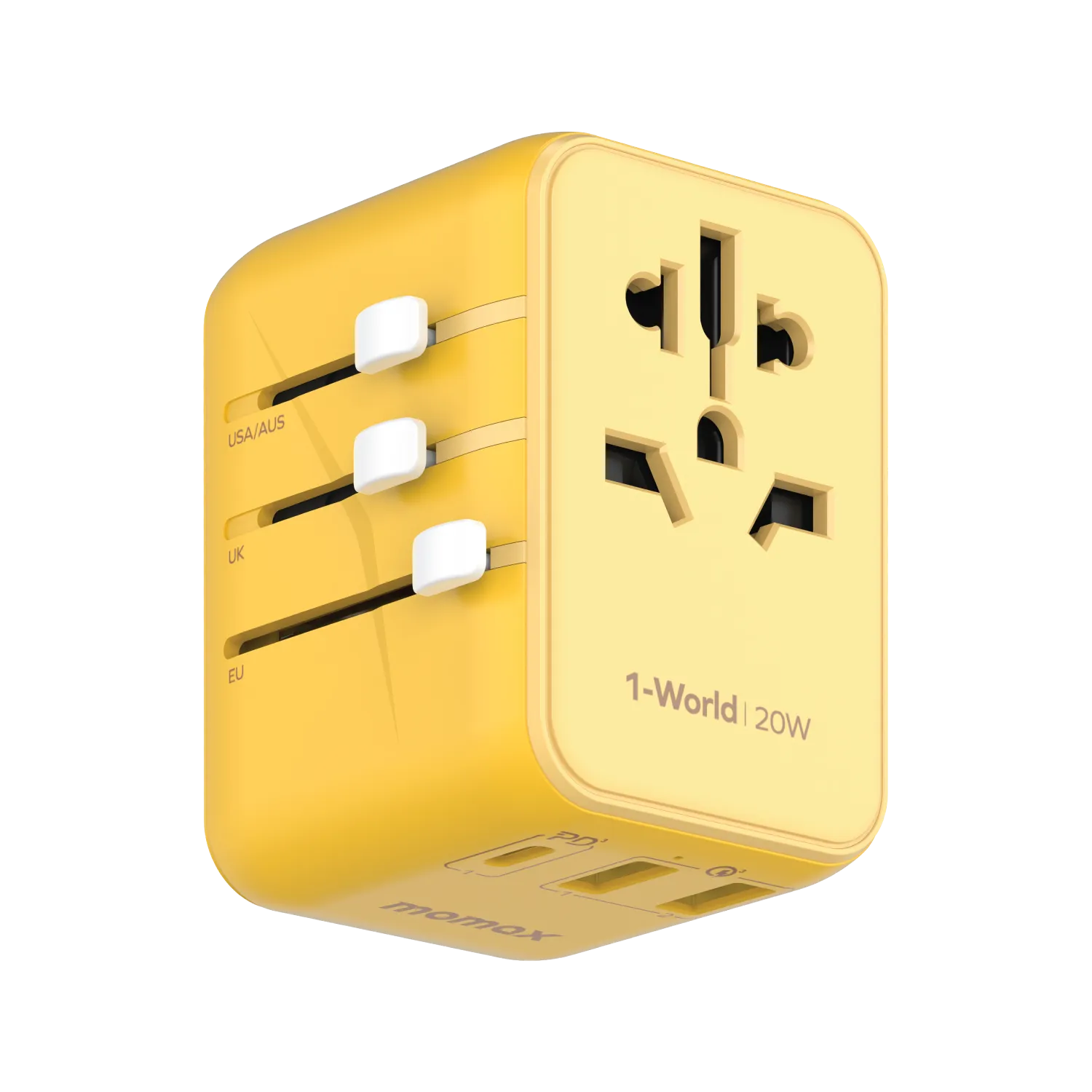 MOMAX 1-World 20W 3-Port   AC Charger Universal Travel Adapter