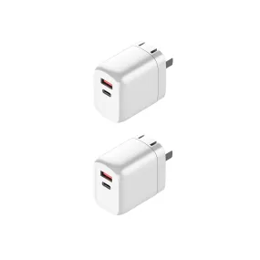 Nano Pro Wall Charger | USB C & USB A | 30 Watt PD Fast Charge | 2 Pack