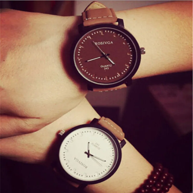 New arrival Brand New Watches Men Fashion Round Steel Case Men women Leather quartz watch Wrist watches High Quality