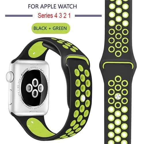 New Breathable Silicone Sports Band for Apple Watch 5 4 3 2 1 42MM 38MM rubber strap bands for Nike  Iwatch 5 4 3 40mm 44mm