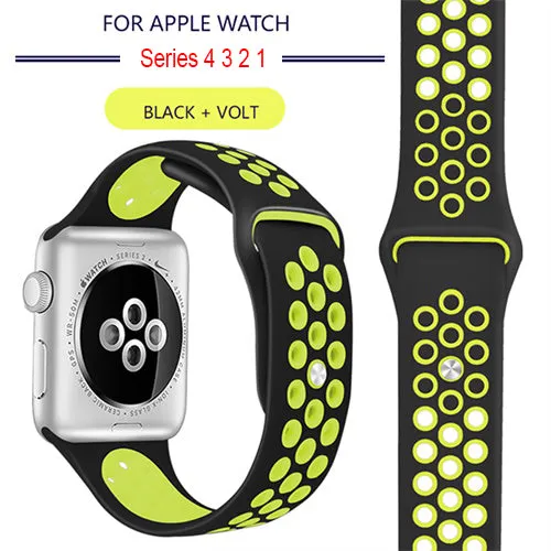 New Breathable Silicone Sports Band for Apple Watch 5 4 3 2 1 42MM 38MM rubber strap bands for Nike  Iwatch 5 4 3 40mm 44mm