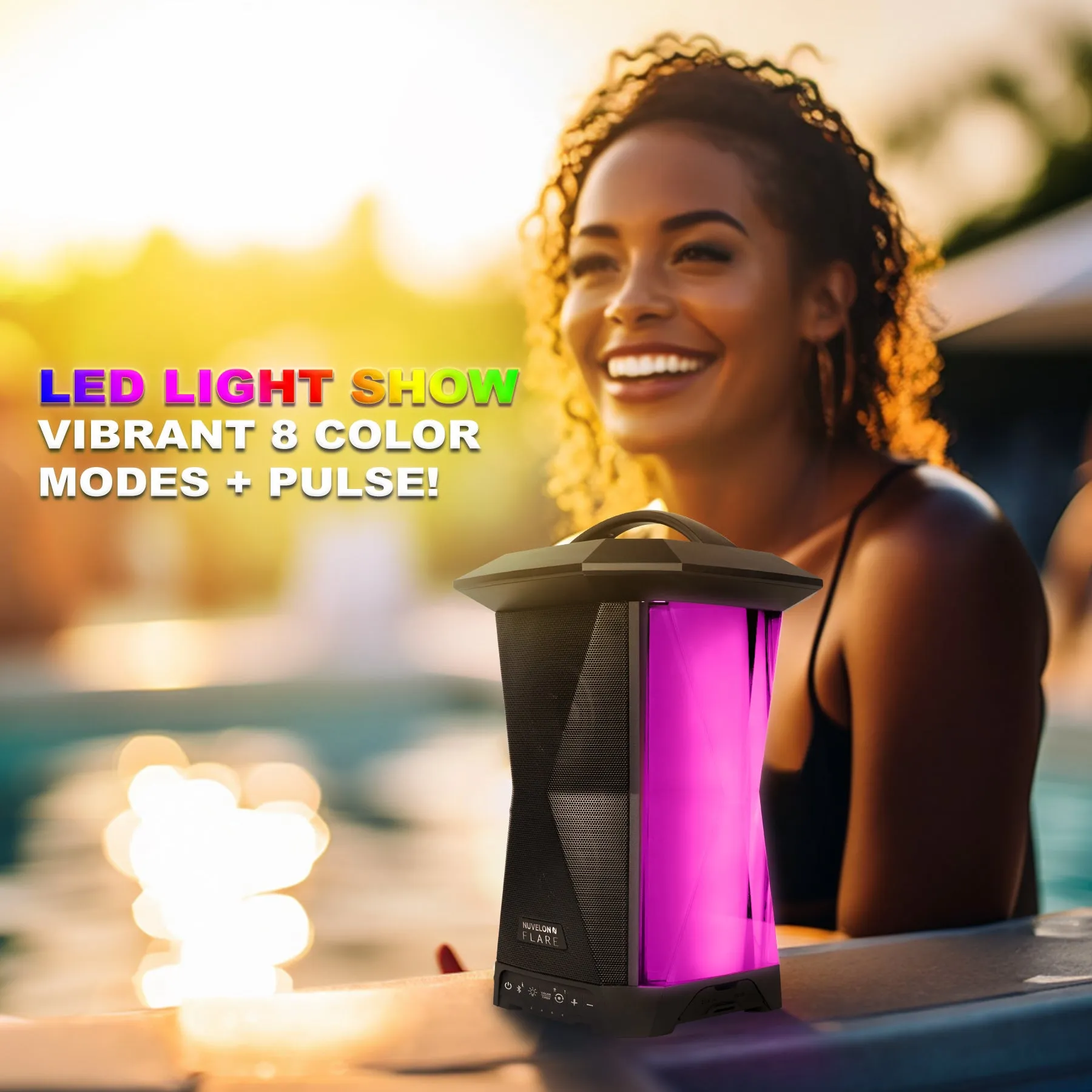 NUVELON Flare ® Bluetooth LED Lantern Speaker | Outdoor/Indoor 15W Stereo Speakers | 1 Pack