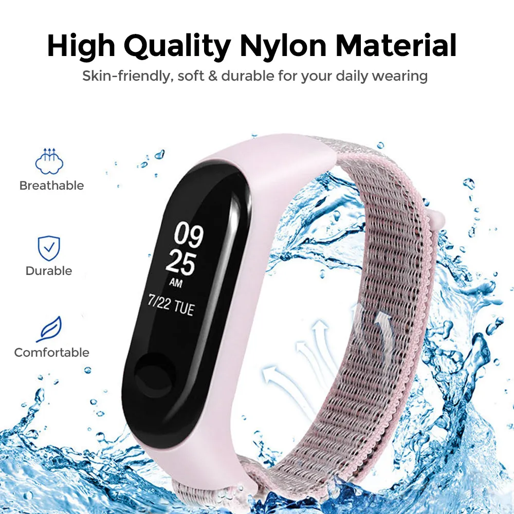 Nylon Straps | Xiaomi Mi Band 7 / 6 / 5 | Pearl Pink/Storm Grey/Pomegranate