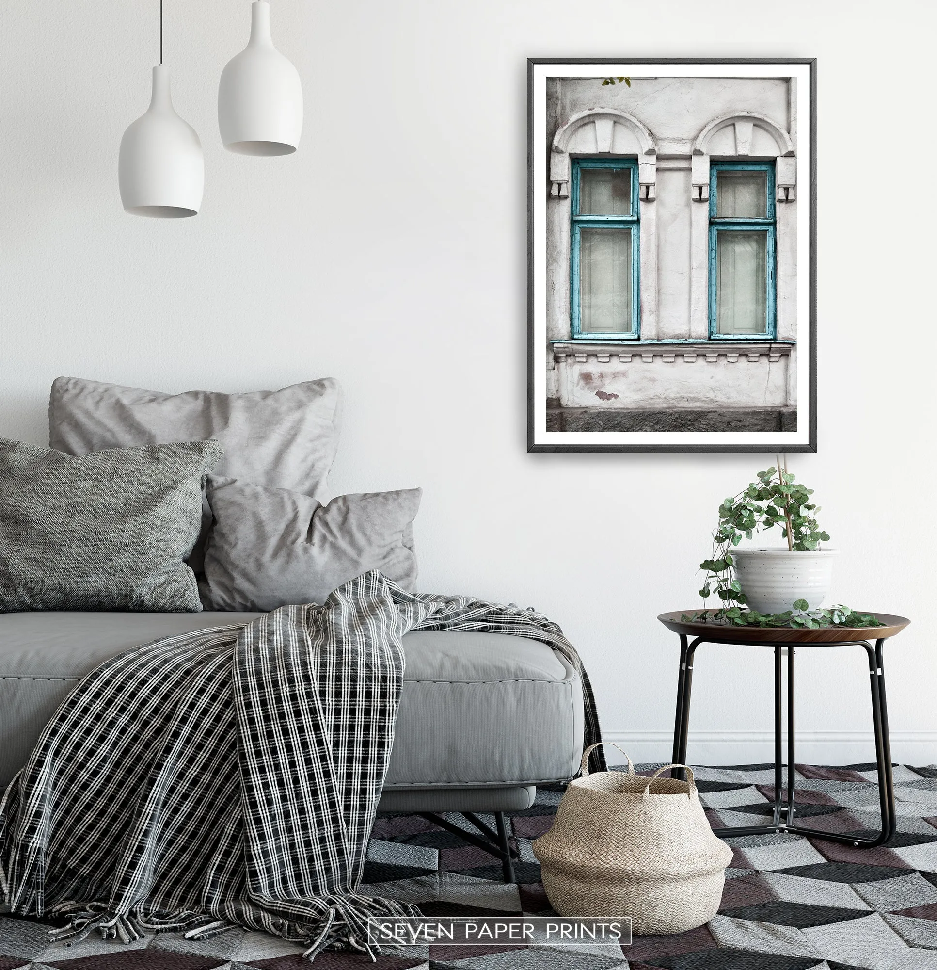 Old Blue Wooden Windows Historical Architecture Art Photo