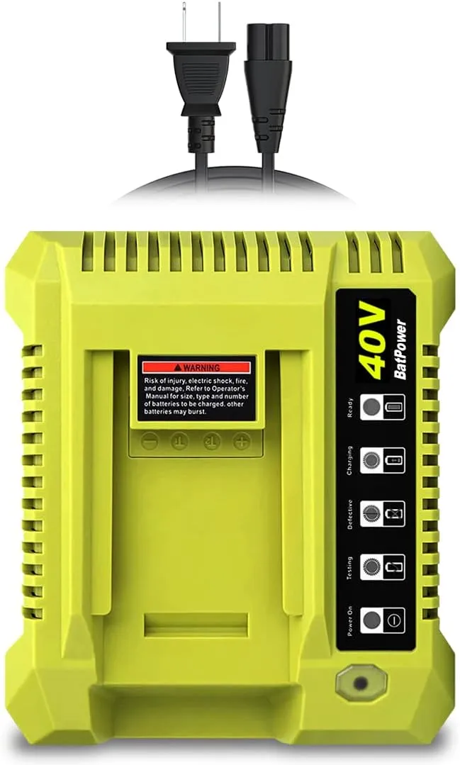 OP401 40V Rapid Battery Charger for Ryobi 40V Rapid Charger OP401, Compatible with Ryobi 40V 6Ah 5Ah 4Ah 3Ah 2.5Ah 2Ah Lithium Battery Fast Charger