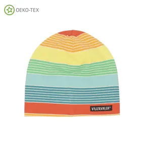 Organic Cotton Beanie Hat Rainbow Stripe: Sparrow