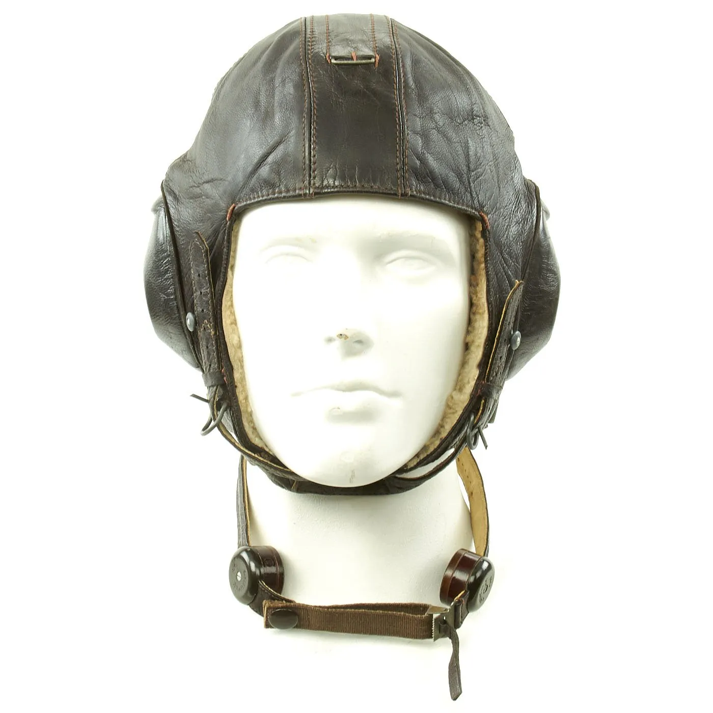 Original German WWII Luftwaffe LKpW101 Winter Flying Helmet with Headphones & Throat Mic