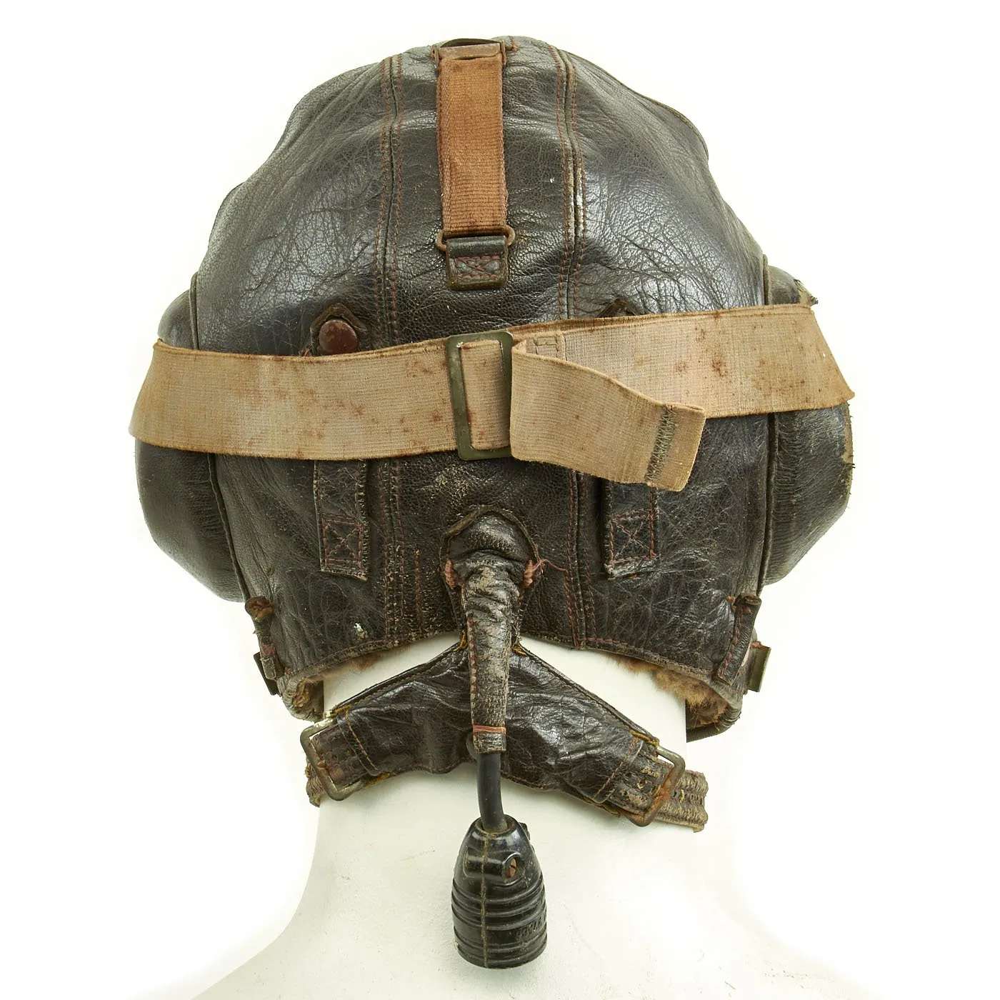 Original German WWII Luftwaffe LKpW101 Winter Flying Helmet with Type 295 Flight Goggles by Auer