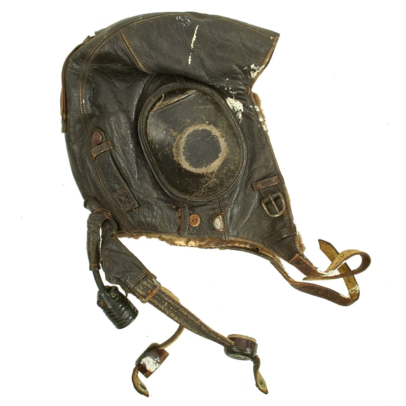 Original German WWII Luftwaffe LKpW101 Winter Flying Helmet with Type 295 Flight Goggles by Auer