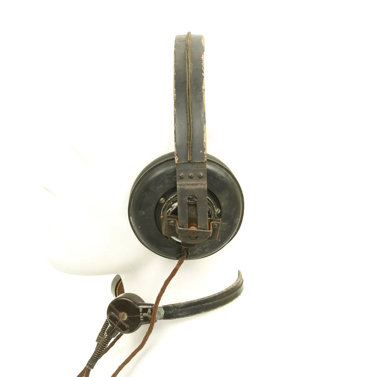 Original German WWII Panzer Armored Vehicle Model B Headphones with Throat Mic