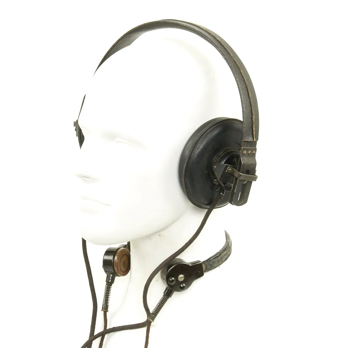 Original German WWII Panzer Armored Vehicle Model B Headset with Throat Mic