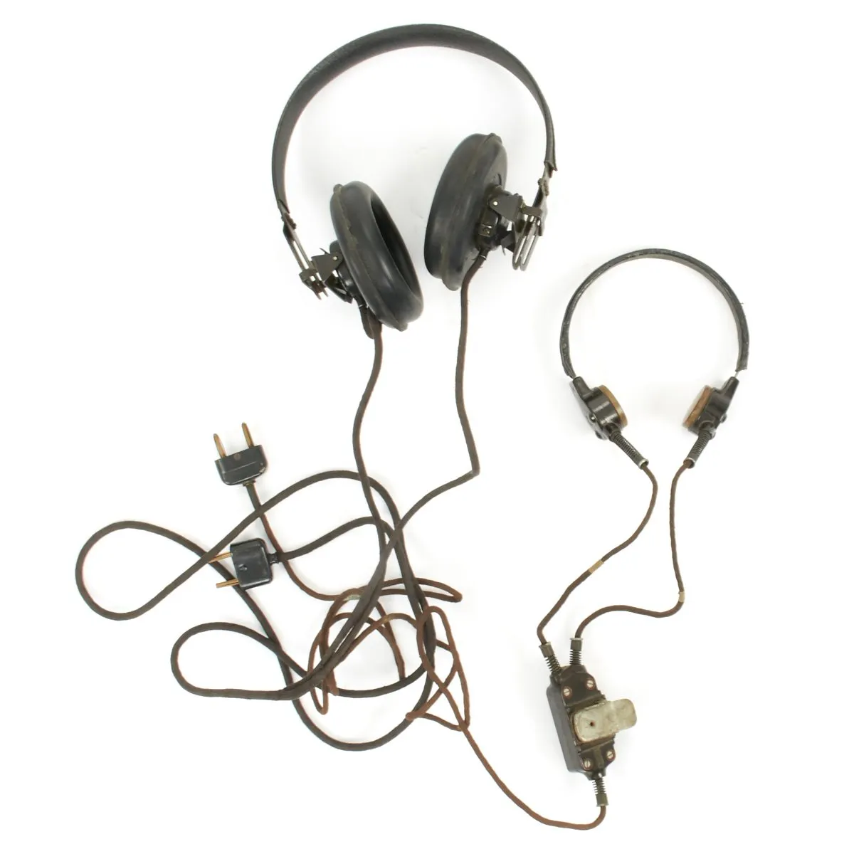 Original German WWII Panzer Armored Vehicle Model B Headset with Throat Mic