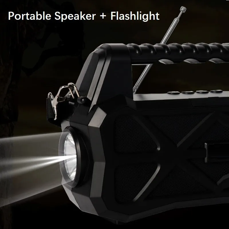 Outdoor TWS Solar Rechargeable Portable Flashlight Bluetooth Wireless Speaker